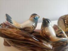 N.2  PEZZI. TROGOLO CON UCCELLI IN CERAMICA ITALIANA ANNI 40 50. FORSE GIRARDI ?