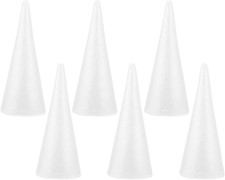 6Pcs Coni Di Polistirolo Bianchi per Decorazioni Fai Da Te, Coni Solidi per Nata