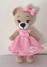 Orso, rosa, handmade, cotone,benvenuta, nascita, amigurumi,orsetta,fatto a mano