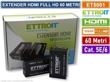 EXTENDER ESTENSORE HDMI FULL HD 1080P 3D HDCP SU CAVO LAN RJ45 60 METRI ETTROIT.
