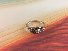 Anello Donna/Uomo Metallo Colore Argento Antico Strass Tg15 Bigiotteria Bijoux