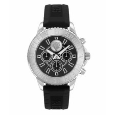 Orologio Al Quarzo Chronograph Glam Da Uomo Con Cinturino In Silicone Nero, 44Mm