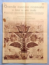 SCHEMA CUSCINO RICAMATO IN LANA SU SETA CRUDA-UNA TOVAGLIA PUNTO PASSATO EVA1933