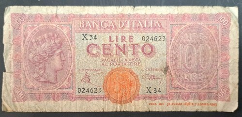1944 italy 100 lire - italy,