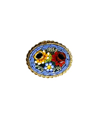 Spilla floreale blu micro