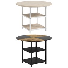 HOMCOM Tavolo Rotondo 4-6 Persone con 2 Ripiani Integrati