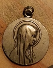 Grande Médaille Religieuse Ancienne Ste Bernadette  Lourdes Vierge Marie 
