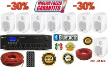 IMPIANTO AUDIO FILODIFFUSIONE 100Watt+ 8 Altoparlanti+Bluetooth+100Mt Cavo TOP !