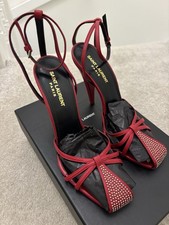 Sandali YSL Saint Laurent in pelle rossa con borchie palladio 40EU