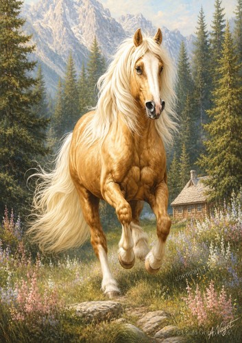 Affiche cavallo palomino al - affiche,