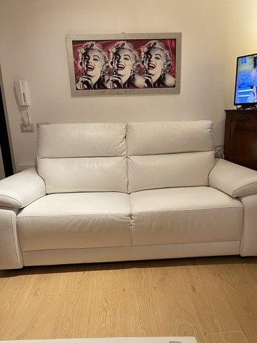 Divano pelle bianco posti - pelle, 3
