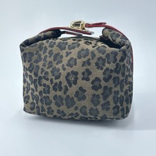 FENDI Borsa Leopardata Vanity Pouch Borsa a Mano Tela Pelle Marrone Rosso Autore