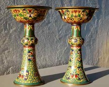 Coppia di lampade burro originali e ANTICHE Cloisonne' - Cina 1800