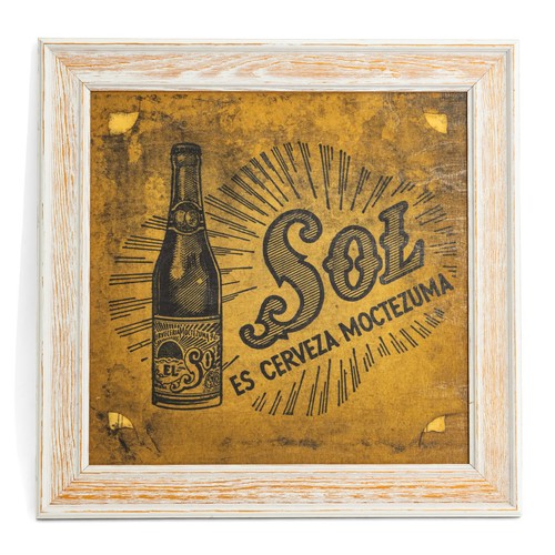 Quadro birra sol cornice legno - sol,