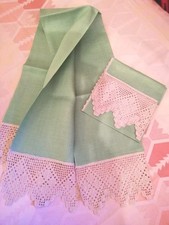 Asciugamano Lino Con Bordo Uncinetto Fatto A Mano