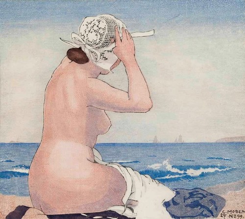 Carl moser badende bretonin - badende,