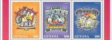 Guyana 1996 Disney Paperino Pippo Ciclismo Hockey su Ghiaccio Surf Tavola Sport 3v MNH