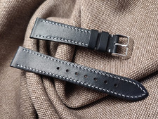 Cinturino 20 mm Nero artigianale Pelle Bovina Fibbia 16 mm Italy (201607)