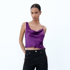 ZARA crop top in raso viola