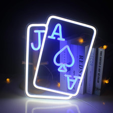 Carte Da Gioco Insegne Al Neon Insegna Al Neon a Parete LED Scritte Luminose Fre