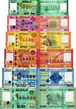 Libano lotto 6 banconote - libano,