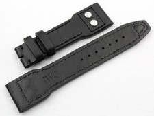 Watch Band IWC PILOT'S Black Misura 22mm Vera Pelle Cinturino Orologi Official