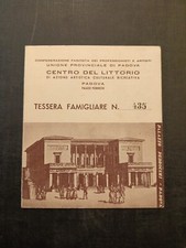 Tessera PNF Confederazione Fascista Professionisti Artisti Padova Centro Littori