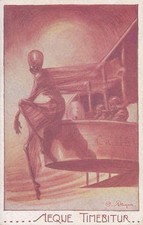 C3784) WW1 AVIAZIONE, "AEQUE TIMEBITUR", LA MORTE SEDUTA SU AEREO CAPRONI.