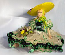 Splendida rara bambola italiana Lenci boudoir anni 30