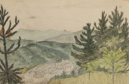 Antique watercolour painting