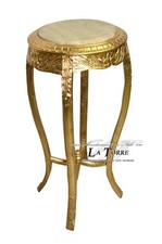 Tavolino Alzatina barocco foglia oro legno massello marmo avorio h90 LT3061