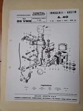 Opuscolo Carburatori Zenith per Innocenti-Austin A.40-Tipo 26 VME