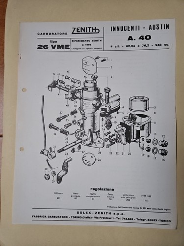 Opuscolo carburatori zenith - opuscolo,