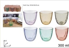 bicchiere vetro 300ml set 6