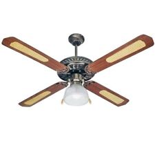 VENTILATORE DA SOFFITTO LAMPADA E27 LUCE 4 PALE IN LEGNO CATENELLA 125CM HM-8580