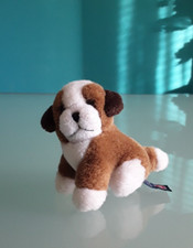 "TRUDI" mini peluche Cane San Bernardo, colore marrone e bianco, altezza 9 cm.