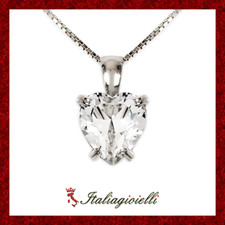 Collana Cuore Brillante in Argento 925 Rodiato Oro Bianco