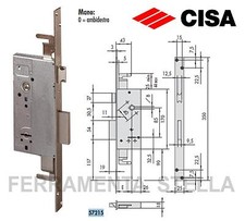 SERRATURA INFILARE INCASTRO CISA DOPPIA MAPPA 2 MANDAT PORTONCINO BLINDATA 57215