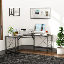 HOMCOM Scrivania per Computer a Forma di L Scrivania Angolare Scrivania Angolare Naturale/Nero