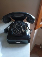 Telefono a disco da tavolo in bachelite nera, anni '50 SAFNAT Milano 