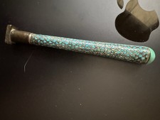 Argento Con Smalti Russo Fine XIX Secolo Con Sugarloaf Di Turchese Naturale