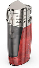 Jet Flame Accendino Antivento Gas Butane Ricaricabile, 3 Fiamme (Venduti Senza G