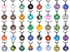 Collana con ciondolo pietra preziosa 30 mm perline ciambella Reiki Chakra gioielli fatti a mano 22 pollici