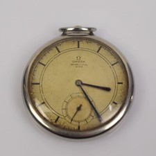 Old Omega Orologio da taschino da uomo Acciaio Art Déco circa 1920 Pocket Watch