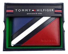 Tommy Hilfiger Portafoglio Uomo Pelle Passaporto Portafoglio Rosso Navy 31TL22X051