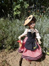 ANTIQUE BISQUE FRENCH DOLL SFBJ 60, 42 CM (1921)  IN REGIONAL COSTUME OF NICE