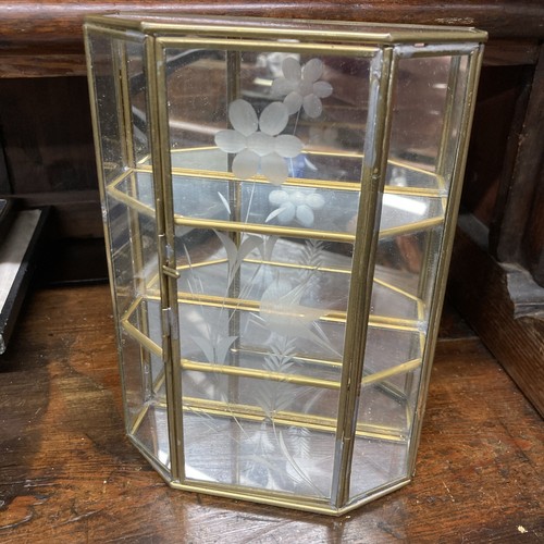 Vintage brass glass curio - vintage, &