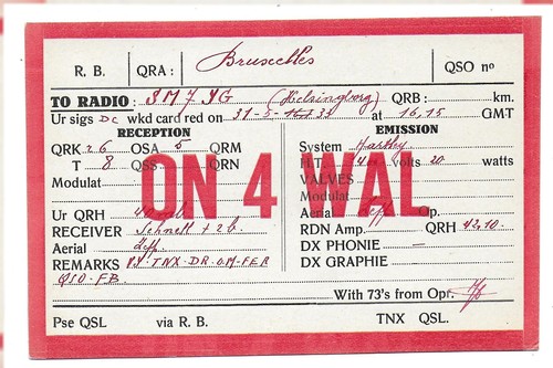 Qsl radio on4wal - radio, brussels