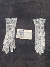 Guanti Gloves pizzo uncinetto sposa ricamo centrini vintage antichi new bianco 4