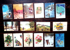 16 vecchie CARTOLINE auguri